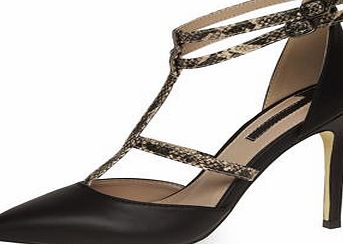 Dorothy Perkins Womens Black high multi strap court shoes- Black