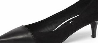 Womens Black kitten heel court shoes- Black
