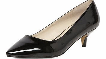 Womens Black kitten heel point court shoes-