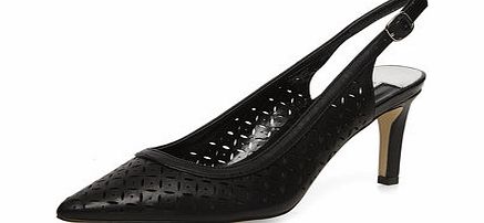 Womens Black Lasercut Slingback Court Shoes-
