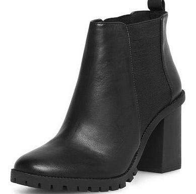 Womens Black leather ankle boot- Black DP35223901