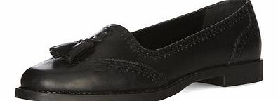 Dorothy Perkins Womens Black leather loafers- Black DP35224610