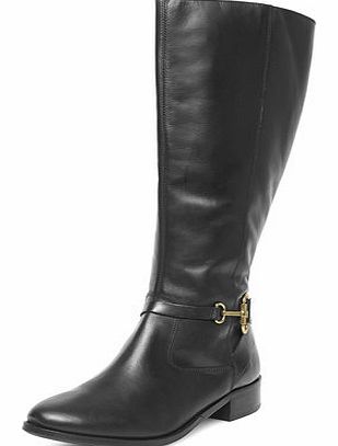 Dorothy Perkins Womens Black leather riding boots- Black