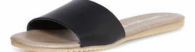 Womens Black leather strap sandals- Black