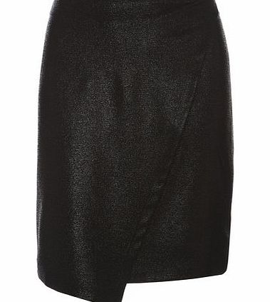 Dorothy Perkins Womens Black Lurex Wrap Skirt- Black DP14592910