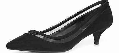 Dorothy Perkins Womens Black mesh kitten heel court shoes- Black