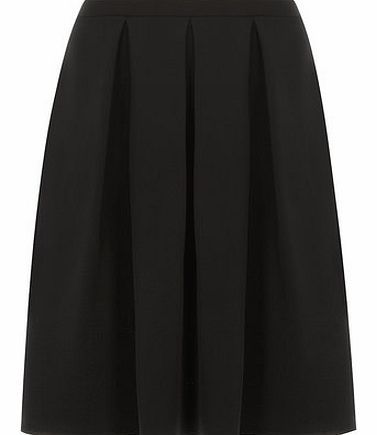 Dorothy Perkins Womens Black pleat front midi skirt- Black