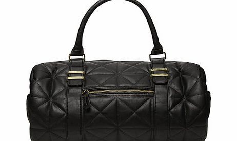 Womens Black quilted barrel holdall- Black