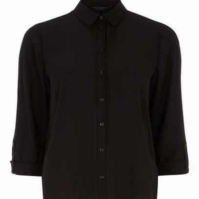 Dorothy Perkins Womens Black rollsleeve shirt- Black DP05458501