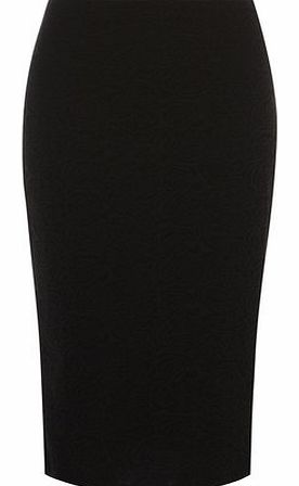 Dorothy Perkins Womens Black Rose Textured Pencil Skirt- Black