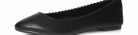 Dorothy Perkins Womens Black scallop edge flat pumps- Black