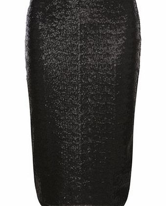 Dorothy Perkins Womens Black sequin pencil skirt- Black DP14592710