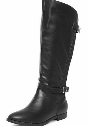Dorothy Perkins Womens Black wide fit elastic boots- Black