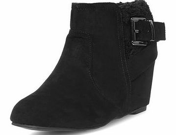 Dorothy Perkins Womens Black wide fit wedge boots- Black