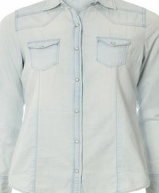 Dorothy Perkins Womens Bleach Denim Shirt- Blue DP70327498