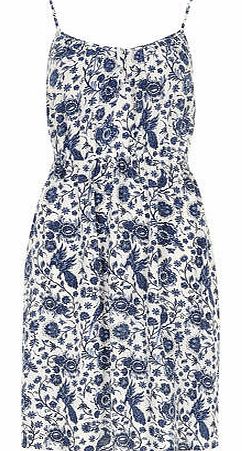 Dorothy Perkins Womens Blue and White Floral Dress- Blue