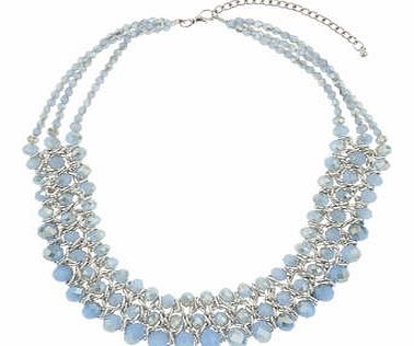 Womens Blue Bead Chain Necklace- Blue DP49814401