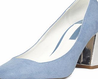 Dorothy Perkins Womens Blue flared block heel court- Blue