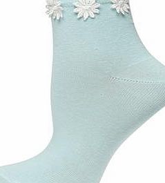 Dorothy Perkins Womens Blue Large Daisy Trim Socks- Blue
