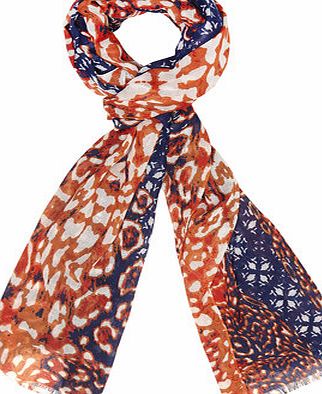 Dorothy Perkins Womens Blue Leopard and Tile Mix Scarf- Blue