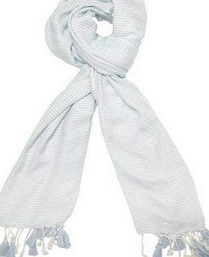 Dorothy Perkins Womens Blue Pinstripe Tassel Scarf- Blue