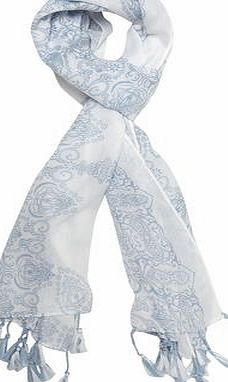 Dorothy Perkins Womens Blue Placement Paisley Scarf- Blue
