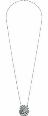 Womens Blue Stone Long Necklace- Silver DP49814530