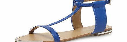 Dorothy Perkins Womens Blue t-bar flat sandals- Blue DP19927950