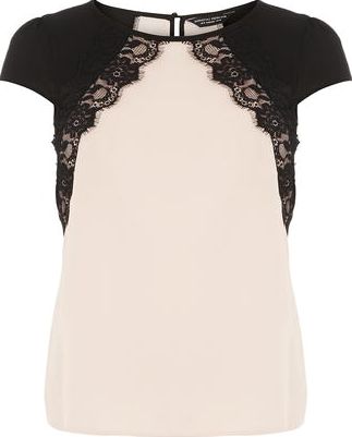 Dorothy Perkins, 1134[^]262015000707756 Womens Blush Contrast Lace Top- Pink DP05607445