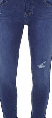 Dorothy Perkins Womens Bright Blue Rip ``Harper`` Skinny Jeans-