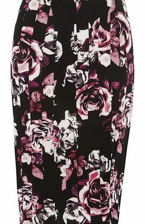 Dorothy Perkins Womens Broken Rose Print Pencil Skirt- Pink