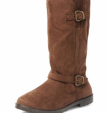Dorothy Perkins Womens Brown faux fur buckle boots- Brown