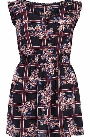 Dorothy Perkins Womens Burgundy Floral Check Tunic- Red DP67188271