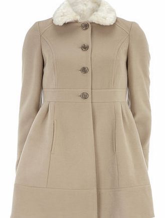 Womens Camel Fit and Flare Coat- Camel DP98519181