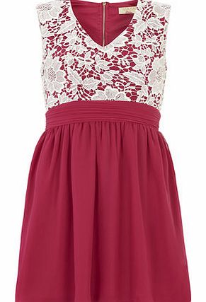 Dorothy Perkins Womens Cerise Contrast Skater Dress- Pink