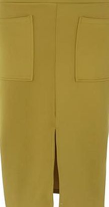 Dorothy Perkins Womens Chartreuse Pocket Tube Skirt- Green