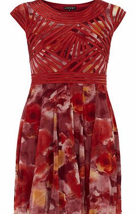 Dorothy Perkins Womens Chase 7 Multi Red Floral Print Dress- Red