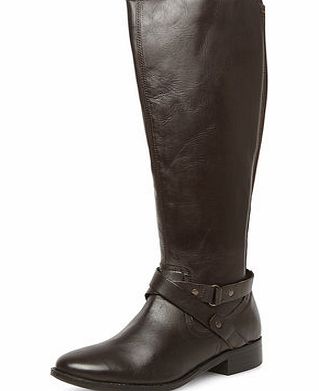 Dorothy Perkins Womens Chocolate leather knee boots- Chocolate