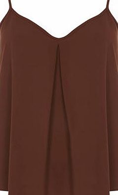 Dorothy Perkins Womens Chocolate Pleat Cami Top- Brown DP05485253
