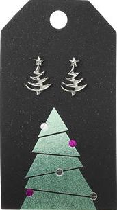 Dorothy Perkins, 1134[^]262015000715155 Womens Christmas Tree Stud Earrings- Silver
