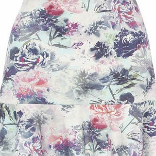 Dorothy Perkins Womens Closet Multi Pep Hem Floral Skirt- Multi