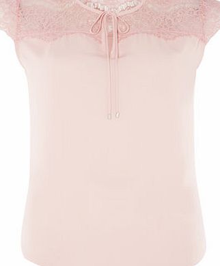 Dorothy Perkins Womens Coral Lace Yoke Top- Coral DP05554016