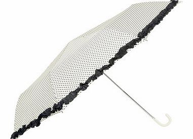 Dorothy Perkins Womens Cream and Black Spotted Frill Umbrella-