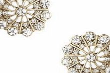 Dorothy Perkins Womens Crystal And Antique Gold Stud- Gold