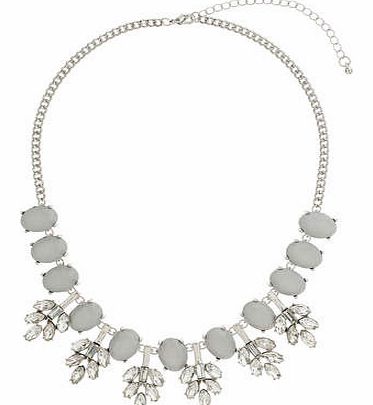 Womens Crystal Leaf Necklace- Silver DP49814364