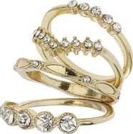 Dorothy Perkins, 1134[^]262015000715180 Womens Crystal Stack Ring Pack- Clear DP49816271