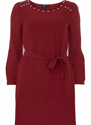 Dorothy Perkins Womens Cutie Red Pearl Studded Dress- Red