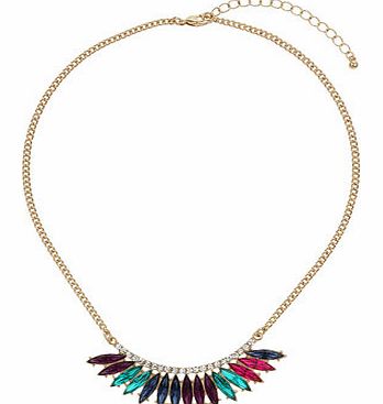 Womens Dark Multi Short Necklace- Gold DP49814510