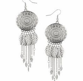 Dorothy Perkins Womens Disc Leaf Chandelier Earring- Silver
