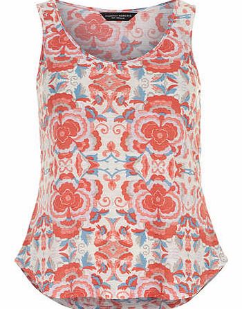 Womens Embroidered floral print vest- Pink